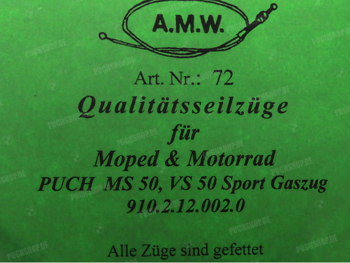 Bowdenzug Puch MS50 / VS50 Sport Gaszug A.M.W.
